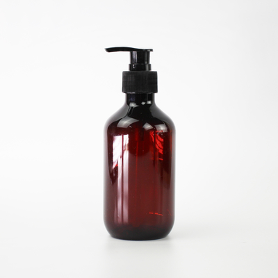 প্রস্তুতকারক পাইকারি বাদামী ধূসর 300ml স্বচ্ছ খালি PET প্লাস্টিক শ্যাম্পু বোতল পাম্প ক্যাপ সহ